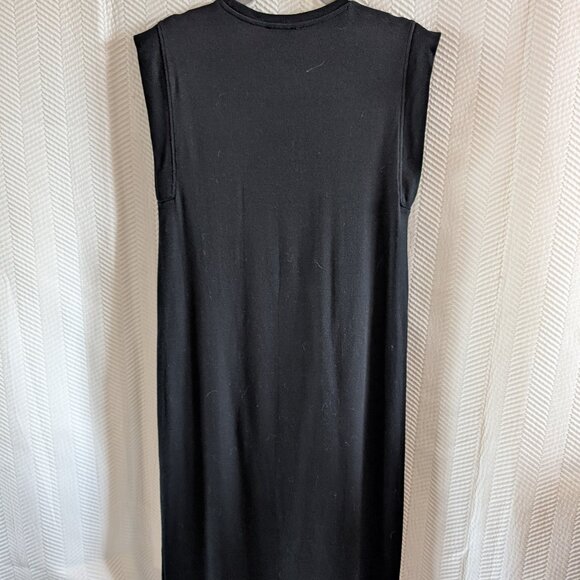 Zara Black Ribbed Midi Dress Size Small Oversized Fit Casual Minimalist Summer - Picture 4 of 4